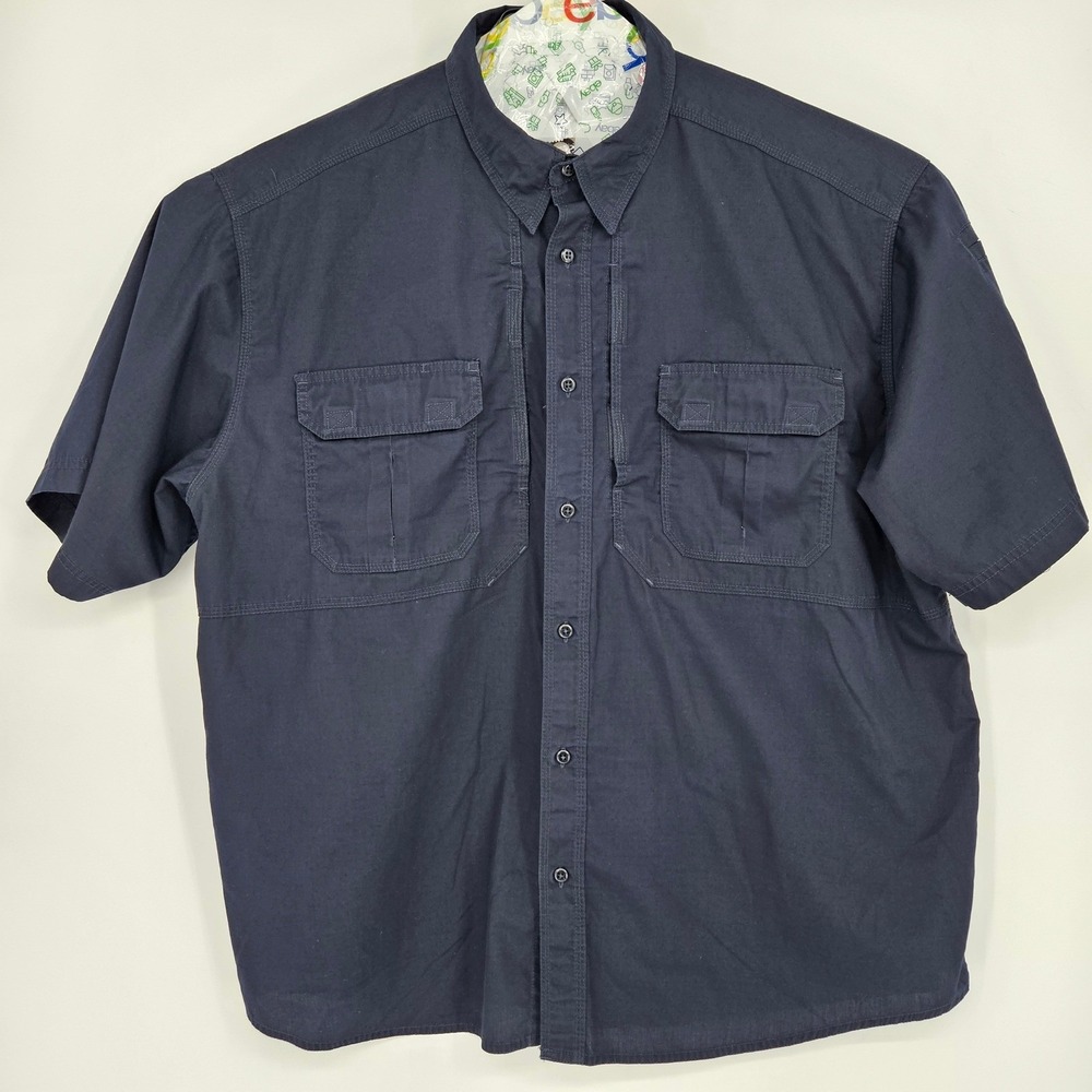 5.11 Tactical Shirt Mens 3XL Taclite Pro Short Sleeve Blue Button Up Style 71175